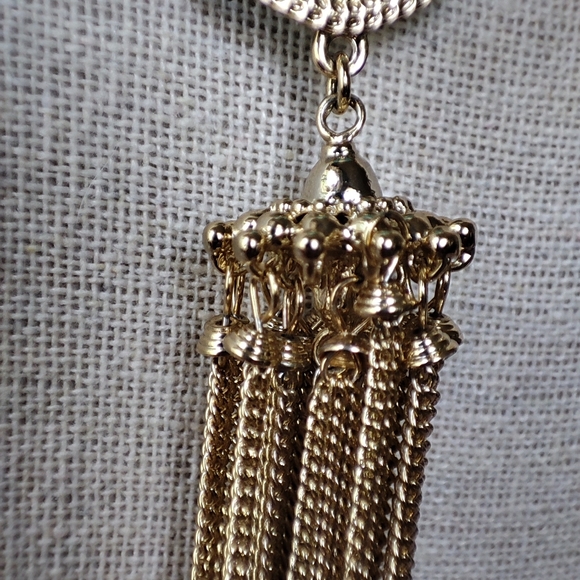 Kendra Scott Necklace Gold Tone Tassel Chain Faux Turquoise FLAW - Picture 11 of 14